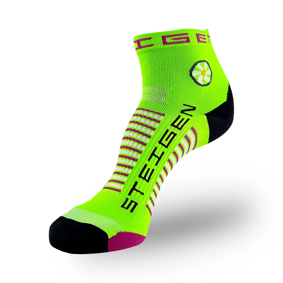 STEIGEN Running Socks Quarter Length - Fluro Green.