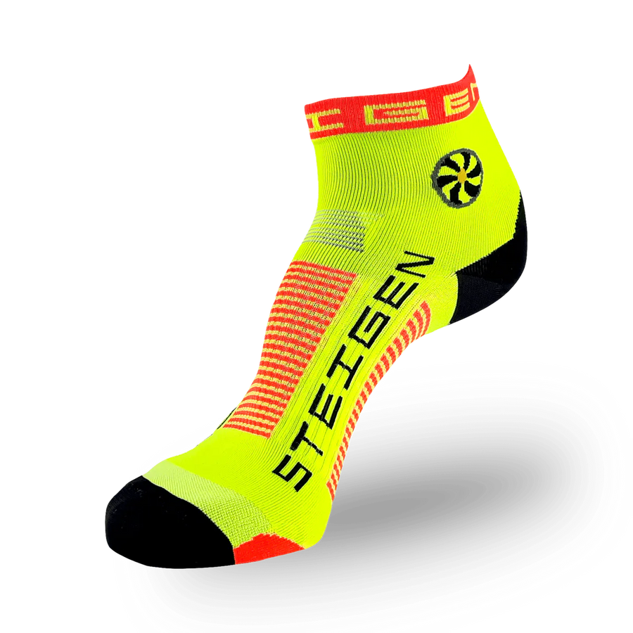 STEIGEN Running Socks Quarter Length Fluro Yellow.