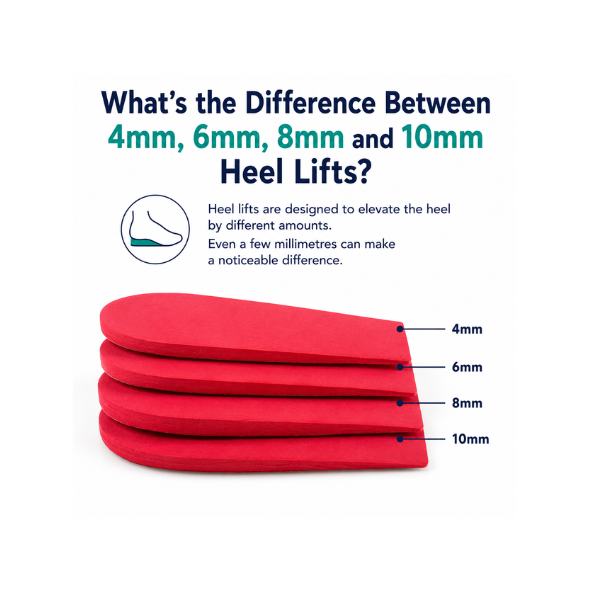 4mm 6mm 8mm and 10mm heel lift height comparison