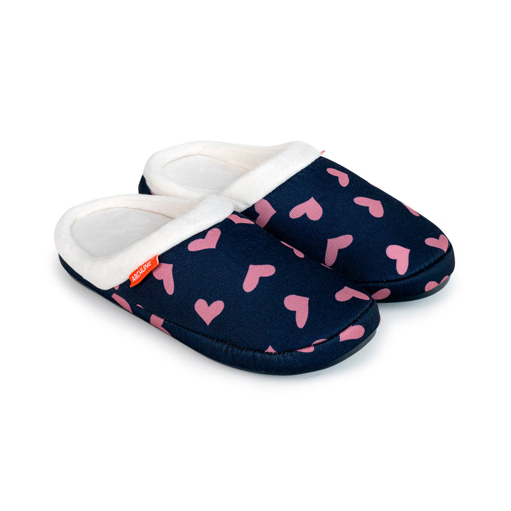 Archline Footwear Slippers Archline Arch Support Slippers Open Back - Navy Hearts