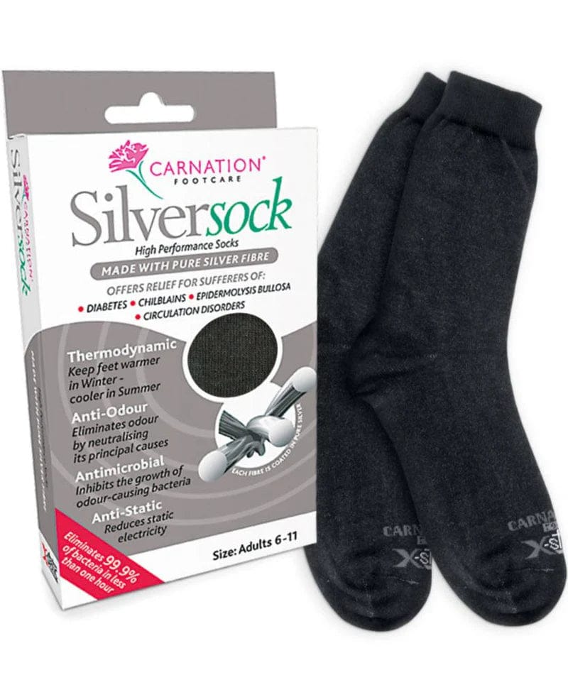 Carnation Silver Socks Carnation Silver Socks - Black Crew