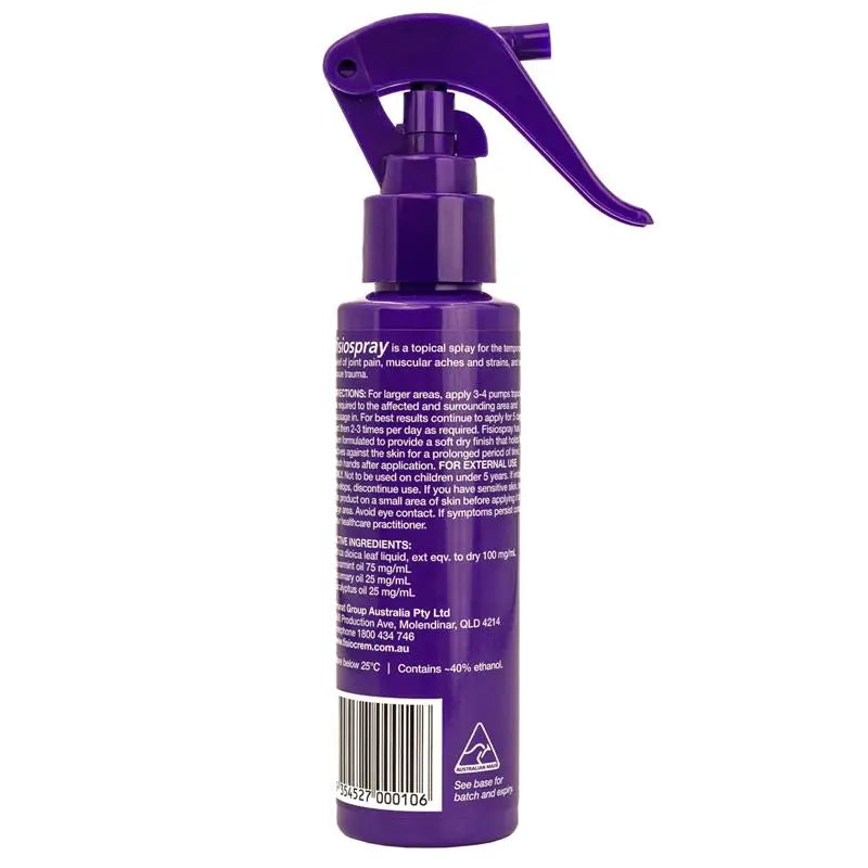 Fisiospray bottle with label on a white background