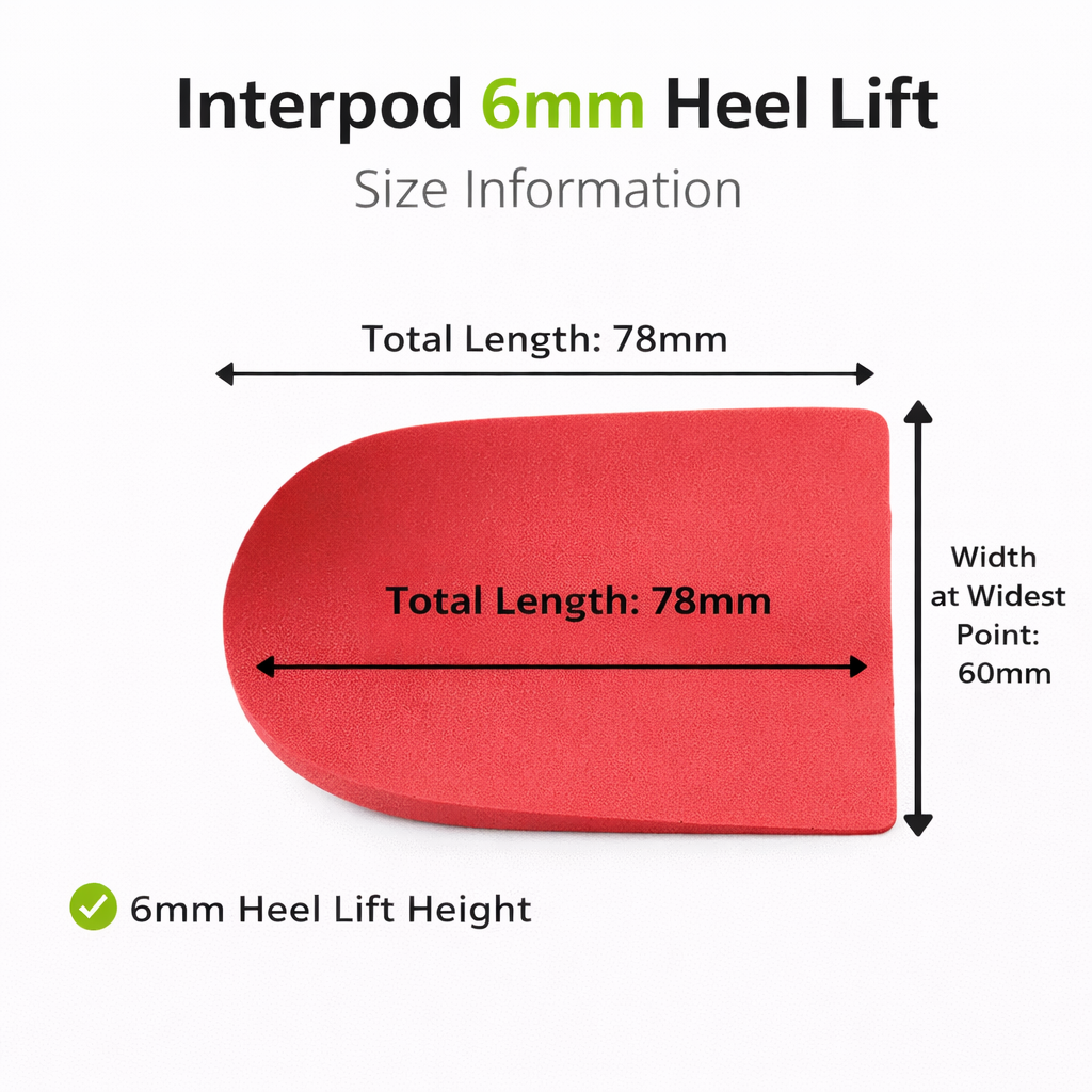 Interpod 8mm heel lifts pair for leg length difference and heel support