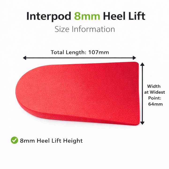 Interpod 8mm heel lifts pair for leg length difference and heel support