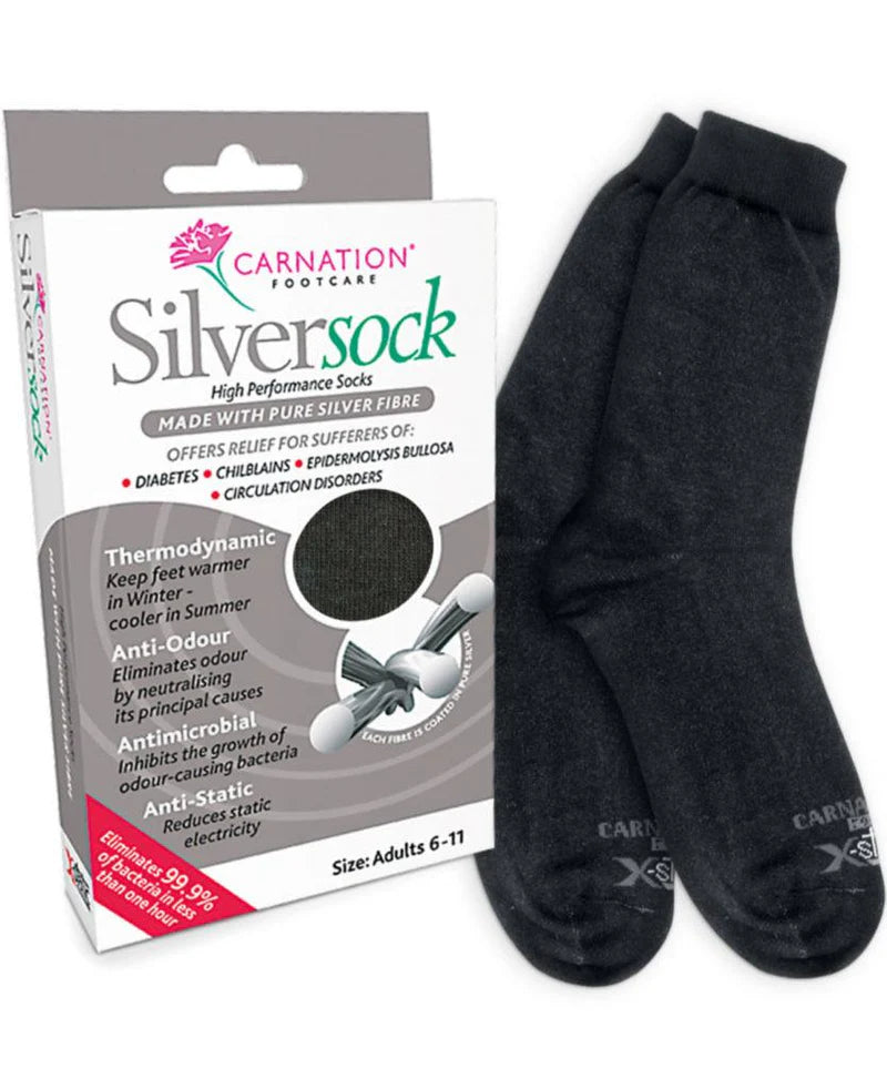Carnation Silver Socks Black - Premium Silver Socks from Carnation - Shop now at The Foot Care Shop