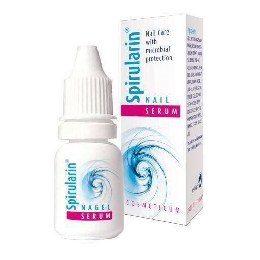 Spirularin Nail Serum botle and packet on white background